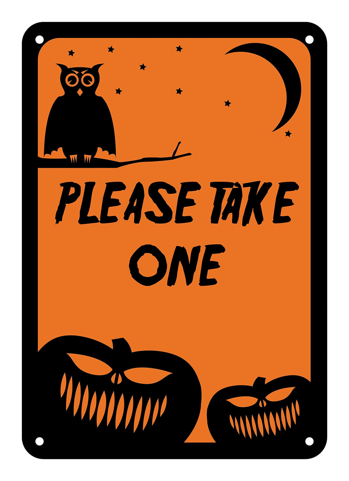 Reflective Aluminum Halloween Sign "Please Take One" 10" x 14" (HW-0367-RA)