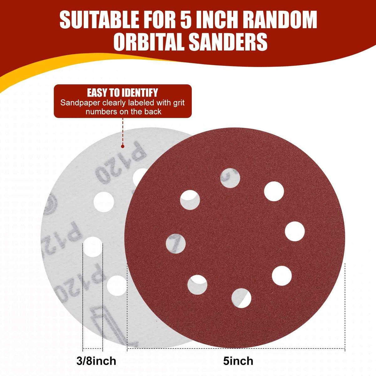 YNZDRWA 70 PCS 5 Inch Sanding Discs, 40 80 120 180 240 320 400 600 800 Grit Hook and Loop Sandpaper for Random Orbital Sander 🍁 All In One Marketplace Canada