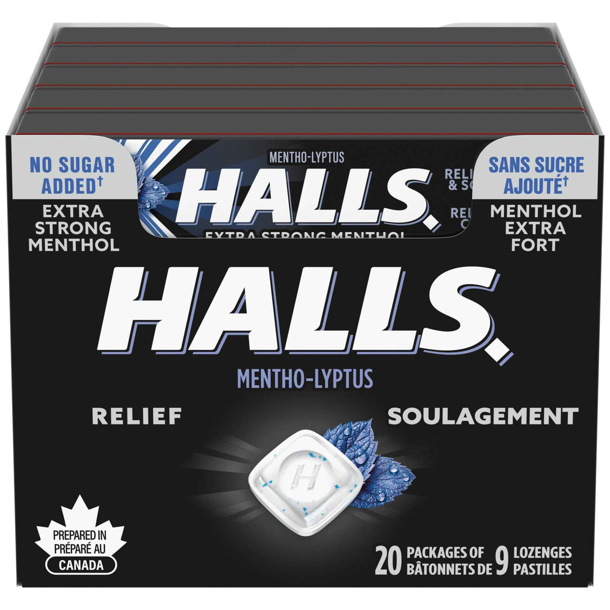 Halls, No Sugar Added Extra Strong, Cough Drops, 9 Lozenges (20 Packs) 🍁 All In One Marketplace Canada