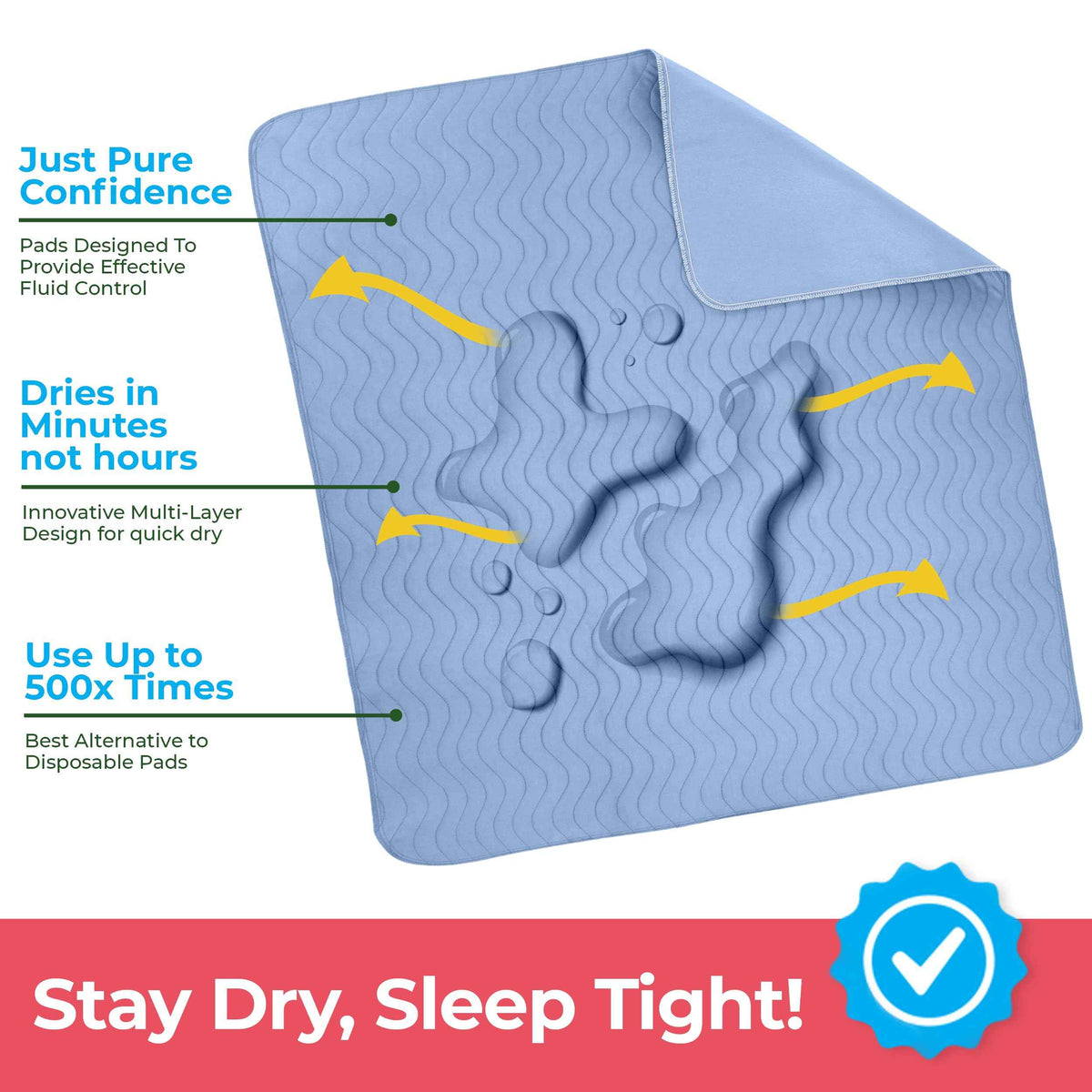Utopia Bedding (Pack of 4) Waterproof Incontinence Pads Quilted Washable & Absorbent Bed Pad for Adults and Kids 34 x 36 inches (Blue) 🍁 All In One Marketplace Canada