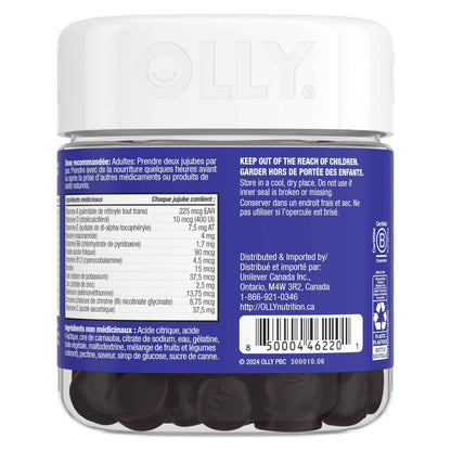 OLLY Men's Multi Gummy Supplement with no artificial flavours and colours Blackberry Blitz multivitamin to help support men's health 45 day supply 90 gummies 🍁 All In One Marketplace Canada