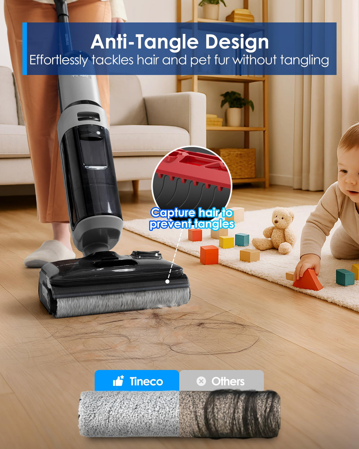 Tineco Floor ONE i5 Stretch Wet Dry Vacuum Cleaner,Vacuum & Mop in One Step,180° Lay-Flat Design,Anti-Tangle Design,Dual-Sided Edge Cleaning,Up to 30* Minutes Runtime,Large-Capacity Water Tanks 🍁 All In One Marketplace Canada