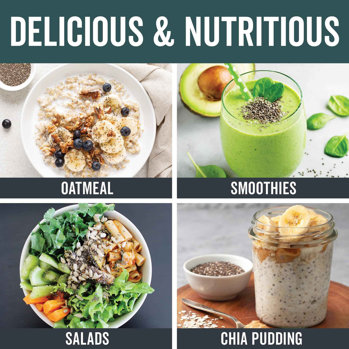 Viva Naturals Organic Chia Seeds, 2 lb – Plant-Based Omega-3s & 6s and Vegan Protein, Non-GMO, Black Chia Seeds Organic, Graine de Chia – Perfect for Smoothies, Salads, and Chia Seed Pudding 🍁 All In One Marketplace Canada