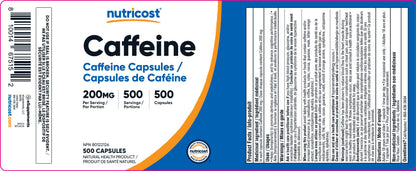 Nutricost Caffeine Pills (200mg) 500 Capsules 🍁 All In One Marketplace Canada