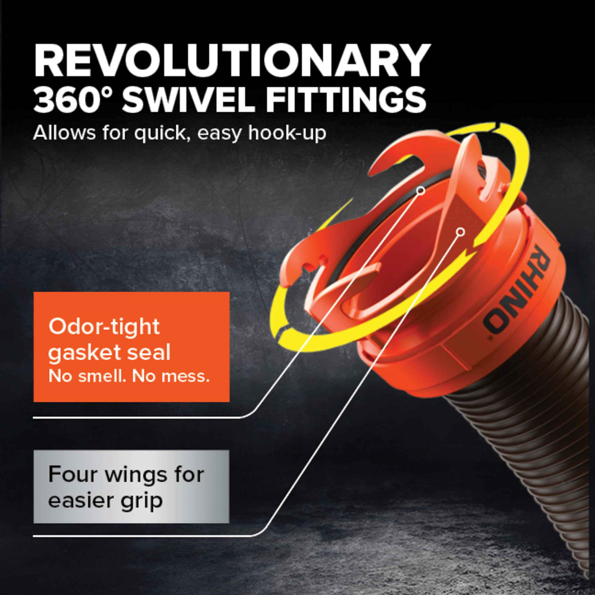 Camco RhinoFLEX 15' Camper/RV Sewer Hose Kit — Includes 4-in-1 Adapter, Clear Elbow, & Caps — Connects to 3″ Slip & 3″, 3 1/2″, 4″ NPT Threaded Sewer Connections (39770) 🍁 All In One Marketplace Canada
