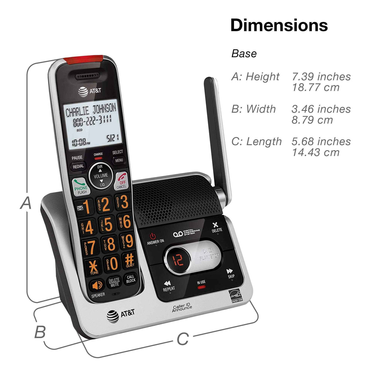 AT&T BL102-3 DECT 6.0 3-Handset Cordless Phone for Home with Answering Machine, Call Blocking, Caller ID Announcer, Audio Assist, Intercom, and Unsurpassed Range, Silver/Black 🍁 All In One Marketplace Canada