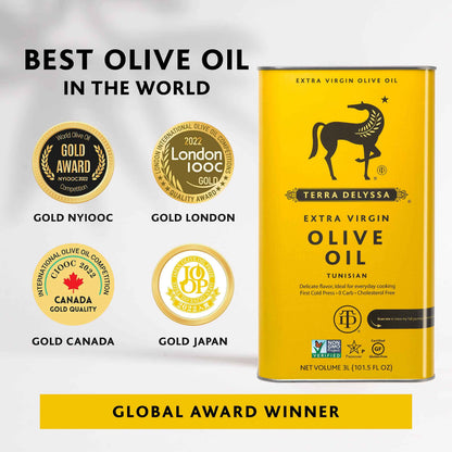 Terra Delyssa First Cold Pressed Extra Virgin Olive Oil, Single Sourced, 3 Litres (101 fl. oz) - 1 Pack, Certified Kosher. Non-GMO, Naturally Rich in Antioxidants and Polyphenols 🍁 All In One Marketplace Canada