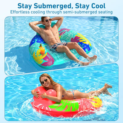 SEETOHOME 3 Pack Pool Floaties for Adults, Inflatable Pool Float Chair Adult Size with Backrest & Cup Holder Floating Pool Chair Floaties for Adults Beaches, Lakes, Rivers, Parties Water Fun 🍁 All In One Marketplace Canada