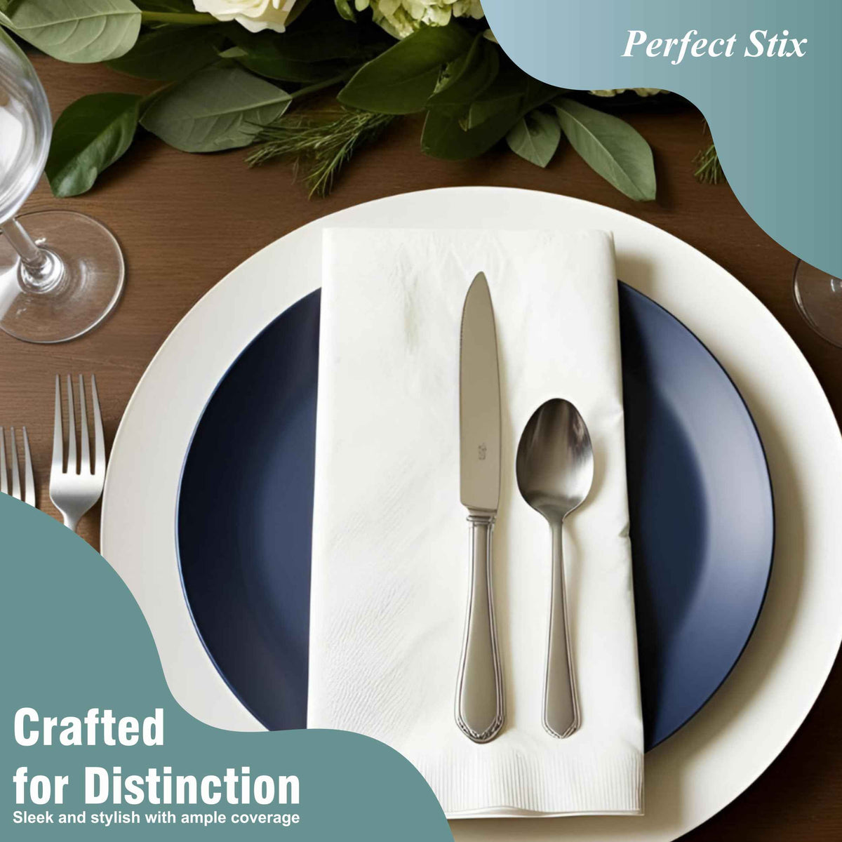 Perfect Stix White Dinner Napkin-300 2-Ply White Dinner Napkins, 0.1" Height, 17" width, 15" Length (Pack of 300) 🍁 All In One Marketplace Canada