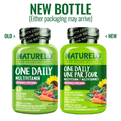 NATURELO One Daily Multivitamin for Women w/Vitamin B12, 60 Ct, Energy Support, Whole Food Daily Women Multivitamin Supplement, Nourish Hair/Skin/Nail, Non-GMO, No Soy, Gluten Free, 2 Month Supply 🍁 All In One Marketplace Canada