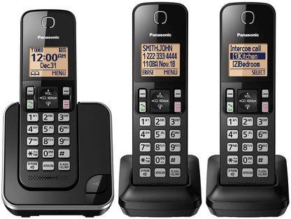 Panasonic DECT 6.0 Expandable Cordless Phone with Call Block - 3 Cordless Handsets - KX-TGC383CB (Black) 🍁 All In One Marketplace Canada