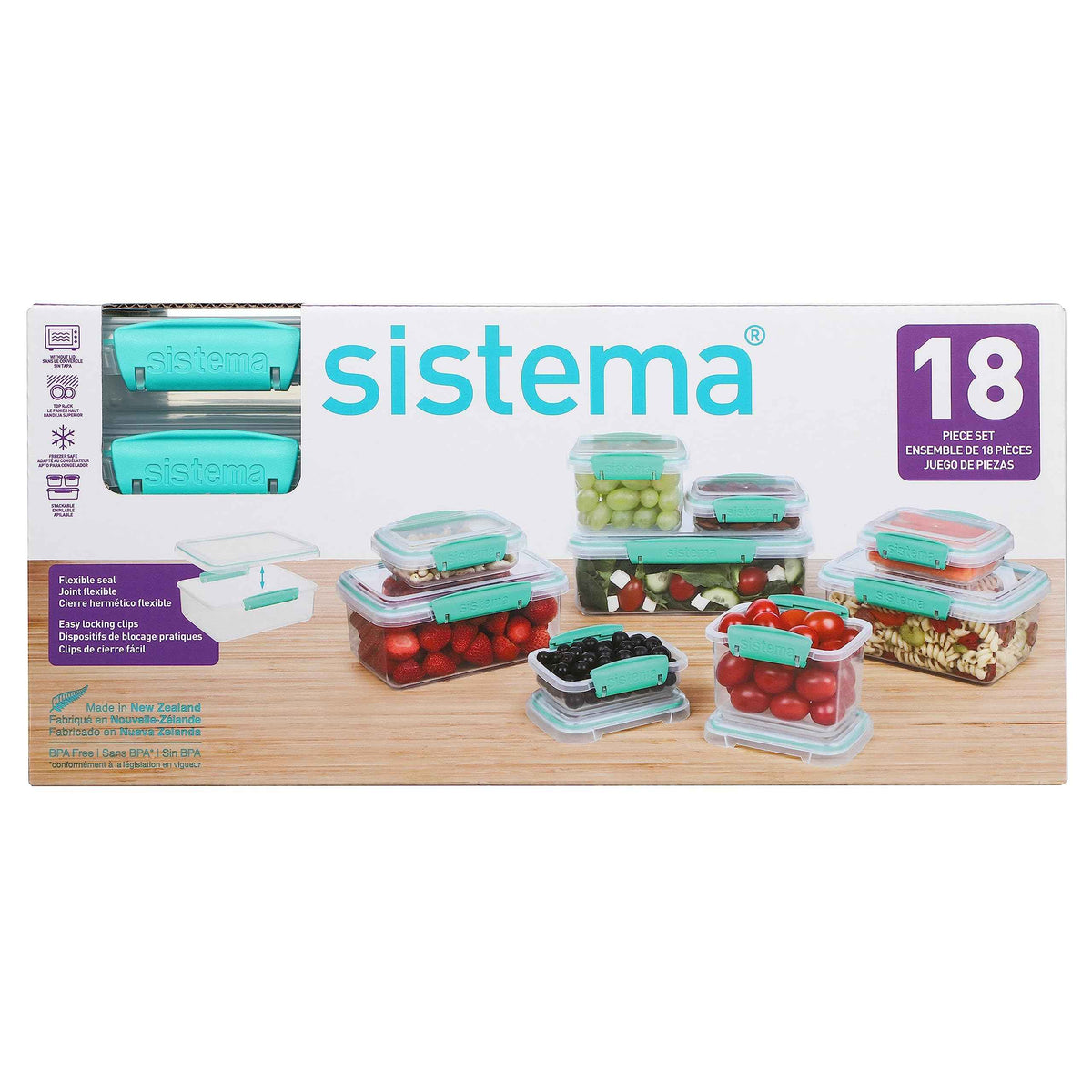 Sistema Food Storage Containers with Lids for Lunch, Meal Prep and Leftovers, Dishwasher Safe, BPA-Free, Teal, 18 Piece Set 🍁 All In One Marketplace Canada