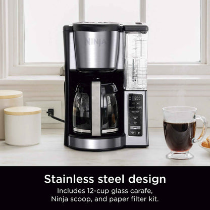 Ninja 12-Cup Programmable Coffee Maker with Glass Carafe – Classic & Rich Brew Styles, Delay Brew & Removable 60oz Water Reservoir, Black/Stainless Steel, CE250C (Canadian Version) 🍁 All In One Marketplace Canada