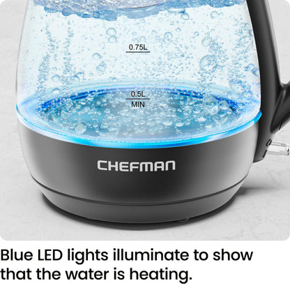 Chefman 1L Electric Tea Kettle with LED Lights, Automatic Shut Off, Removable Lid, Boil-Dry Protection, Hot Water Electric Kettle Water Boiler, Electric Kettles for Boiling Water 🍁 All In One Marketplace Canada