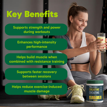 Organika Canadian-Made Creatine Powder- Pure Micronized Creatine Monohydrate - Helps Build Lean Muscle, Increase Strength, and Improved Recovery and Performance for Men and Women - 500g, 100 servings 🍁 All In One Marketplace Canada