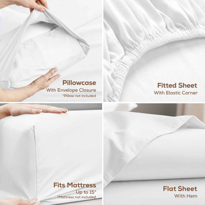 Utopia Bedding Twin/Single Bed Sheets - 3 Piece Twin Size Cooling Sheet Set - Hotel Luxury Soft Breathable Microfiber, Oeko-TEX, Deep Pocket Easy Fit & Care, Fade & Wrinkle Resistant, White 🍁 All In One Marketplace Canada
