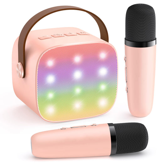 YLL Mini Karaoke Machine for Kids Adults, Bluetooth Speaker with 2 Wireless Microphones, TOP Christmas Birthday Gifts Toys for Girls Ages 3, 4, 5, 6, 7, 8, 9,10,11,12+ Years Old Toddler(Pinkcolor) 🍁 All In One Marketplace Canada