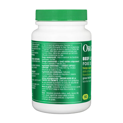 Organika Beef Liver Plus Choline- Sourced from Grass-Fed + Finished Cattle, Pasture Raised, High in Vitamins and Minerals, Supports Liver Function, Energy Levels, and Immunity- 90caps 🍁 All In One Marketplace Canada
