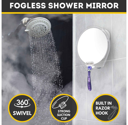 HONEYBULL Fogless Shower Mirror with Suction Mount & Swivel – Anti-Fog Acrylic Bathroom Mirror for Shaving – Built-in Razor Holder, Easy Install, Home Shower Accessory (White) 🍁 All In One Marketplace Canada