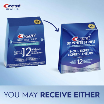 Crest 3D Whitestrips 1-Hour Express At-home Teeth Whitening Kit, 10 Treatments, 12 Levels Whiter for Fast Whitening 🍁 All In One Marketplace Canada