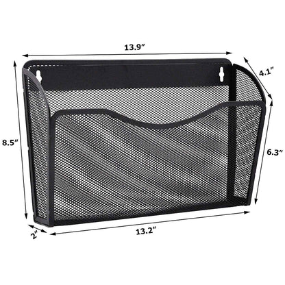 EASEPRES 3 Pack Mesh Wall Mounted File Holder Organizer Metal Hanging Vertical Paper Mails Rack Storage Wire Single Document Filling Holder Pocket for Office and Home, Black 🍁 All In One Marketplace Canada