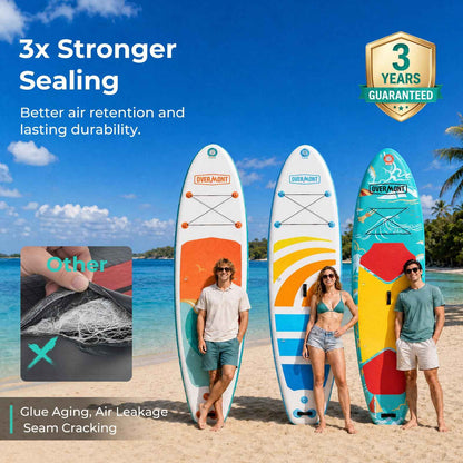 Overmont Inflatable Paddle Board 10'7" x 33" x 6", Extra Wide SUP for Adults & Beginners, 350 lb Stand Up Paddle Board with Adjustable Paddle, Pump, 3 Fins, Leash, Backpack & Repair Kit 🍁 All In One Marketplace Canada