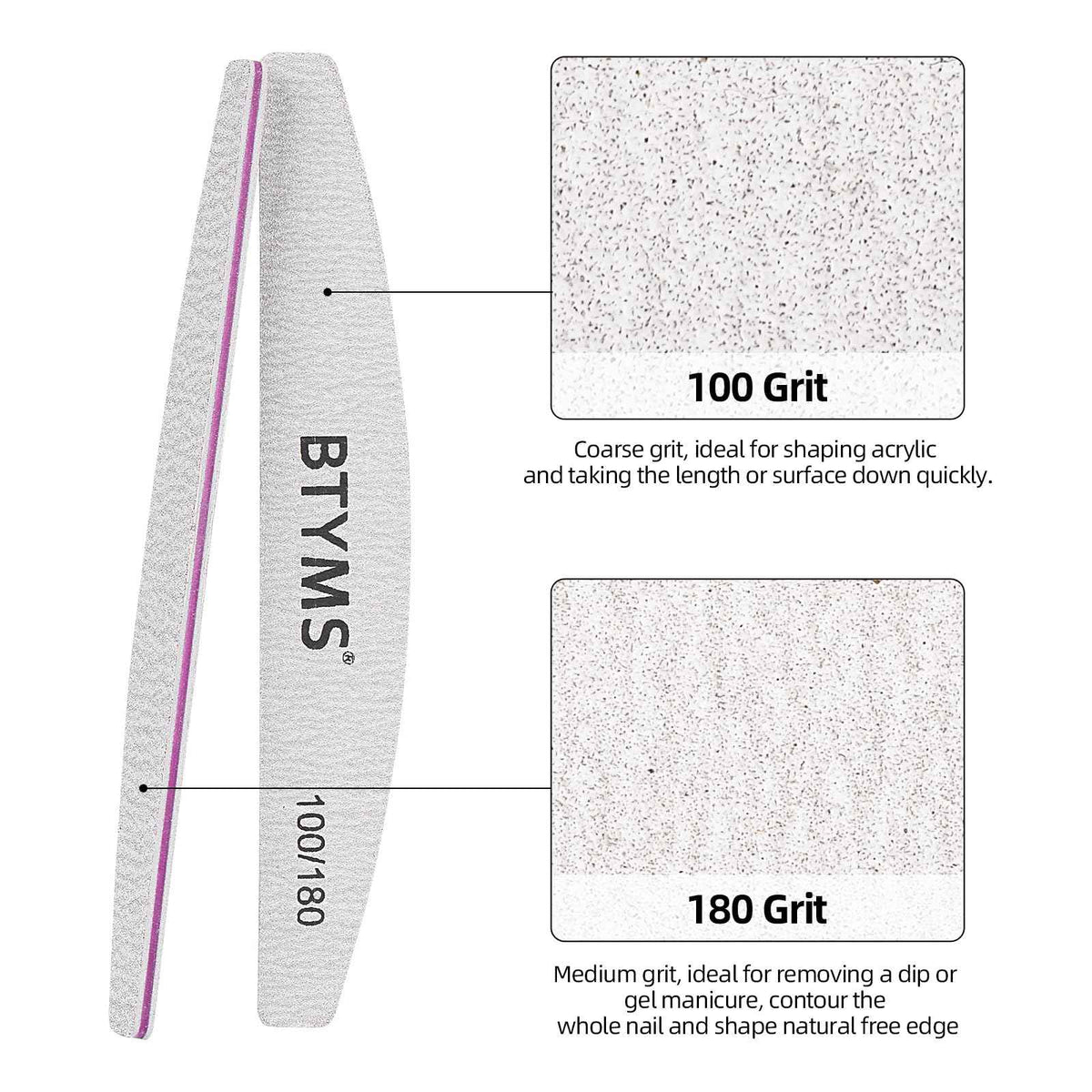 BTYMS 25 Pcs Nail Files 100/180 Grit Double Sided Emery Boards Coarse and Medium Nail File for Acrylic Nails and Natural Nails 🍁 All In One Marketplace Canada