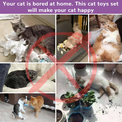 Retro Shaw Cat Toys Set 33 Pack, Cat Play Tunnel for Indoor Cats Kitty, Kitten Toys Include 2 Collapsible Cat Tunnels Tube Tent, Cat Feather Teaser Wand Springs Rainbow Bell Crinkle Ball Mouse Pompom 🍁 All In One Marketplace Canada