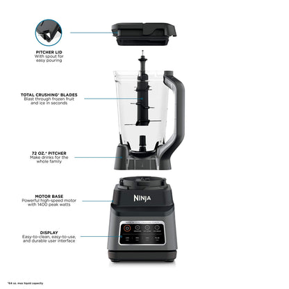 Ninja BN701C, Professional Plus Blender with 72oz Pitcher and Auto-iQ Presets, Black/Grey, 1400W (Canadian Version) 🍁 All In One Marketplace Canada