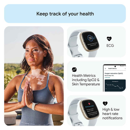Google Fitbit Sense 2 - Health & Fitness Smartwatch - Blue Mist/Pale Gold 🍁 All In One Marketplace Canada