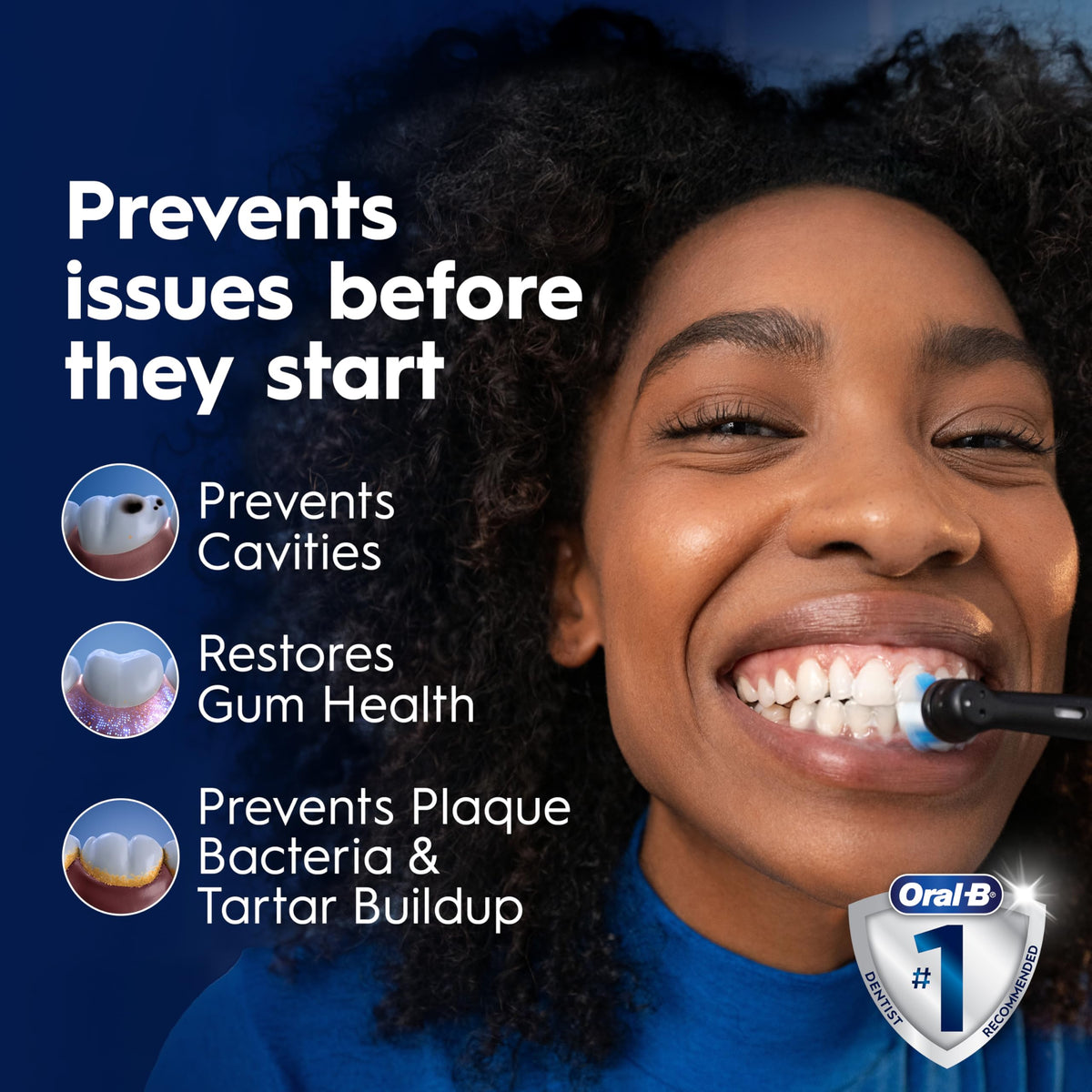 Oral-B iO Electric Toothbrush, Deep Clean + Protect, Rechargeable, Sapphire Blue with Visible Pressure Sensor, 5 Cleaning Settings, 2 Min Timer, a iO Series 7 Toothbrush, 2 Replacement Brush Heads, and Charging Travel Case 🍁 All In One Marketplace Canada