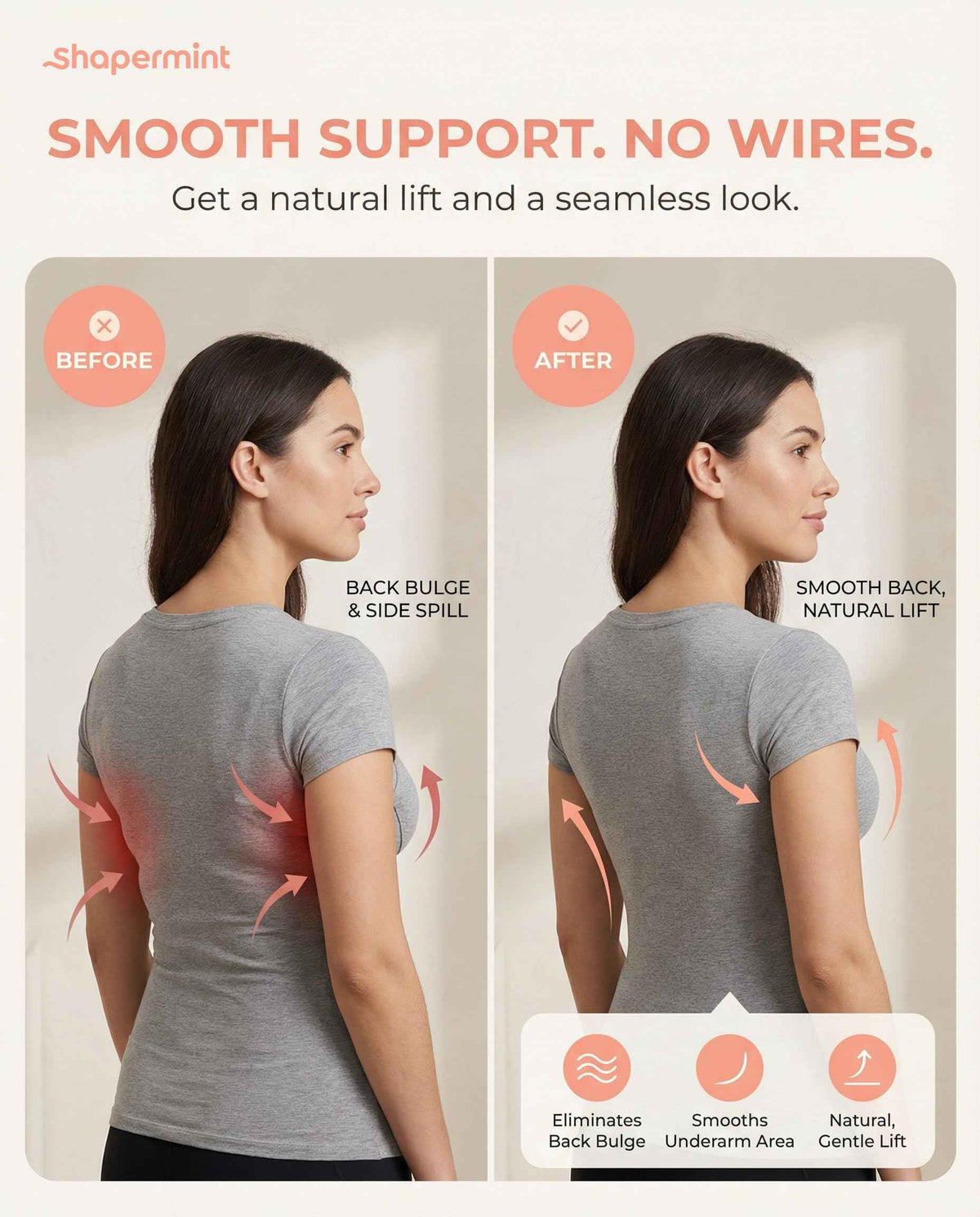 SHAPERMINT Wireless Bras for Women - Full Support Seamless Bralette, Compression Sports Bra, Plus Size Minimizer Bras, Padded Wirefree Bra for Women Black 🍁 All In One Marketplace Canada