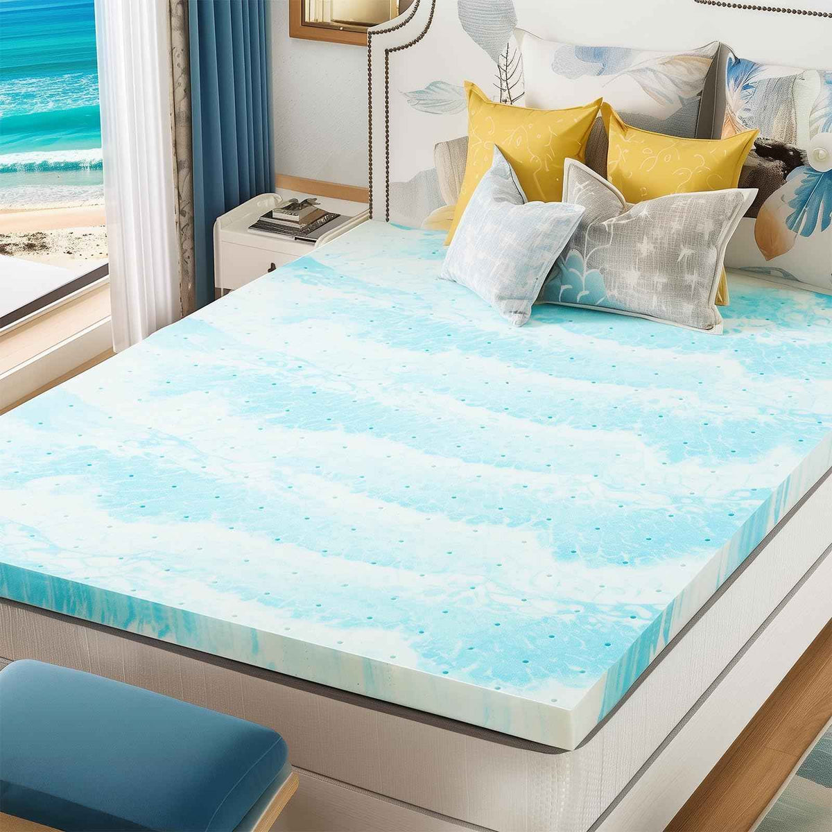 Sweetcrispy 3 Inch Twin XL Memory Foam Mattress Topper, Blue 🍁 All In One Marketplace Canada