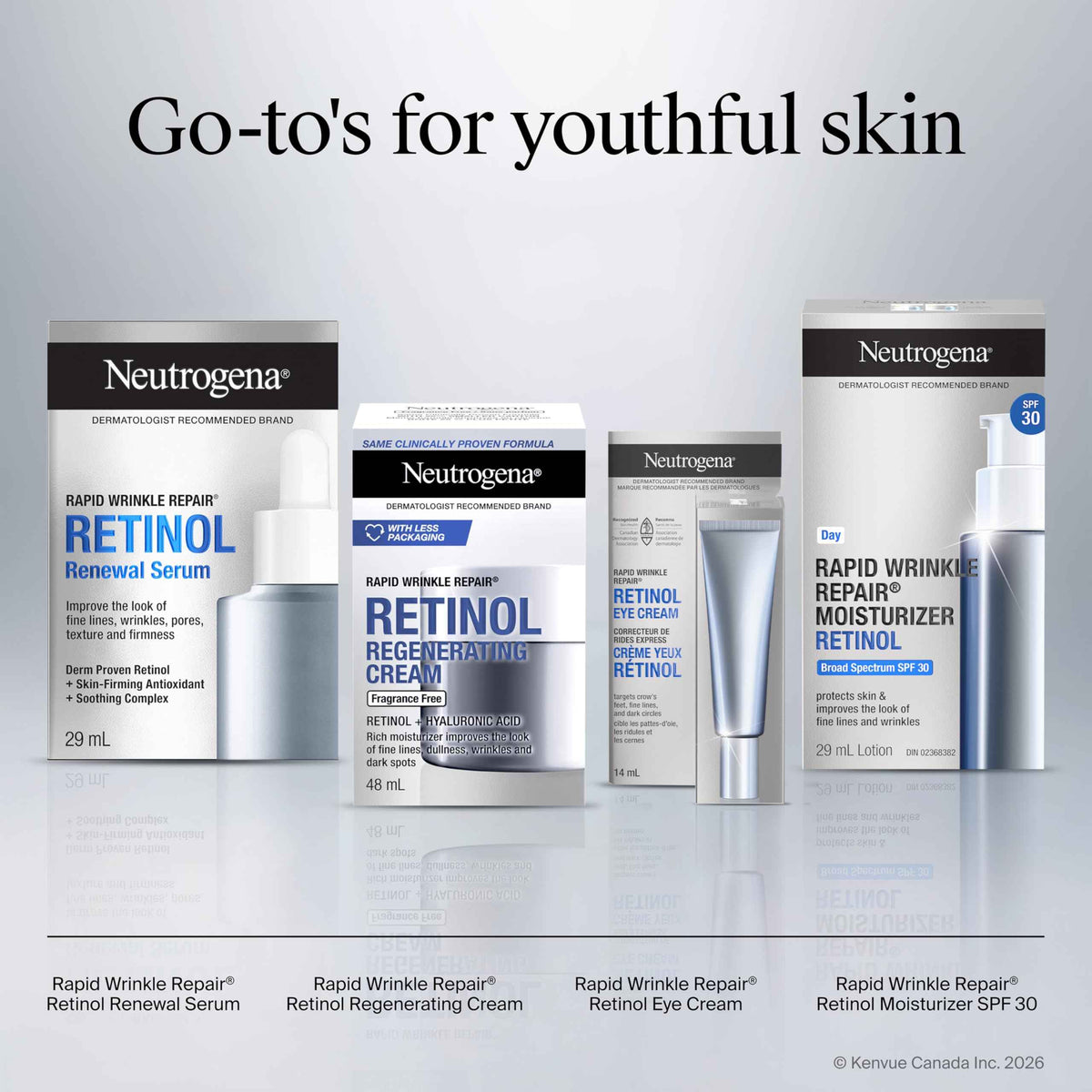 Neutrogena Rapid Wrinkle Repair Regenerating Cream - Retinol Face & Eye Moisturizer - Hyaluronic Acid Serum - 14 mL 🍁 All In One Marketplace Canada
