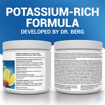 Dr. Berg Electrolytes Powder No Sugar - Enhanced w/ 1000 mg of Potassium & Real Sea Salt - Zero Sugar Electrolyte Powder - Raspberry & Lemon Flavor Hydration Powder Electrolytes - 50 Servings 🍁 All In One Marketplace Canada