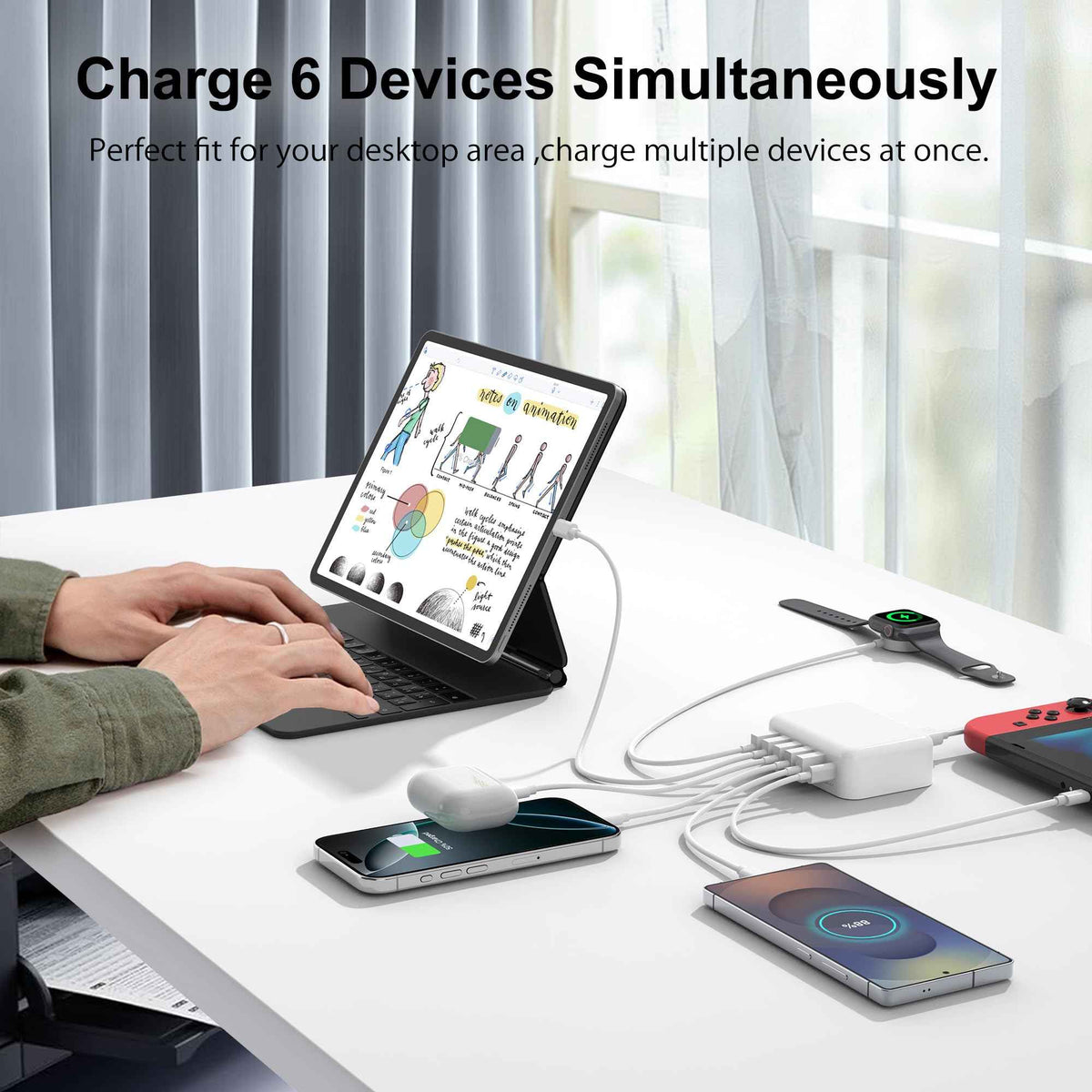 USB Charging Station for Multiple Devices, 60W 6-Port USB C Charger Fast Charging Block Hub, Multi USB Charger Station Power Strip Adapter for iPhone 17 16 15 14 13 12 Pro Max Tablets Smartphones 🍁 All In One Marketplace Canada
