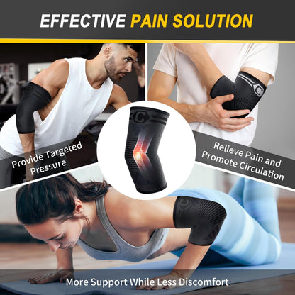 CAMBIVO Elbow Brace 2 Pack, Tennis Elbow Brace for Men and Women, Elbow Compression Sleeve, Elbow Support for Golf Elbow, Workouts, Weightlifting(Black, Large) 🍁 All In One Marketplace Canada