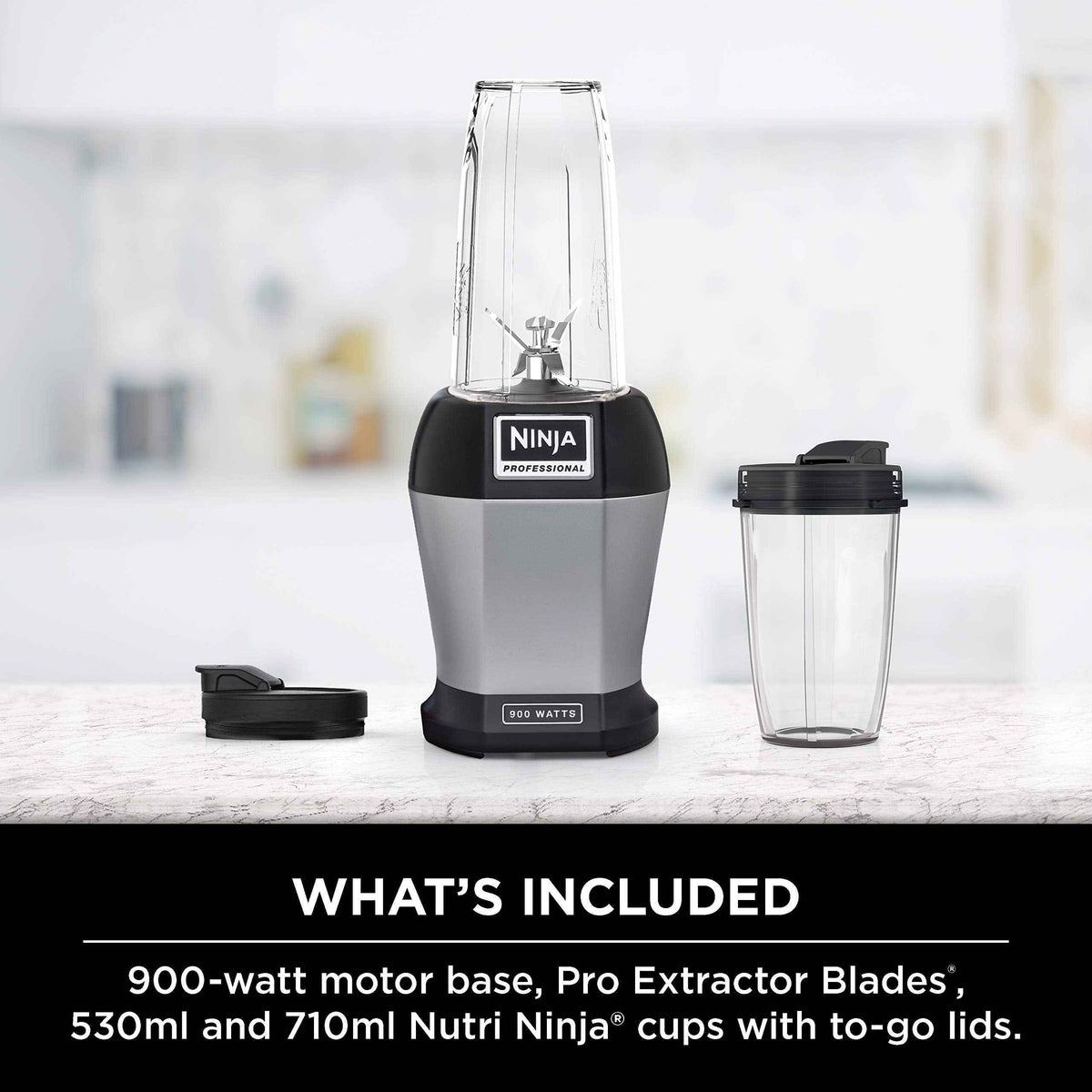Ninja BL450C, Nutri Pro Personal Blender For Juices, Shakes & Smoothies, 18 and 24 Oz cups, Black/Silver, 900W (Canadian Version) 🍁 All In One Marketplace Canada