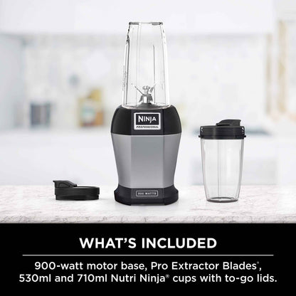 Ninja BL450C, Nutri Pro Personal Blender For Juices, Shakes & Smoothies, 18 and 24 Oz cups, Black/Silver, 900W (Canadian Version) 🍁 All In One Marketplace Canada