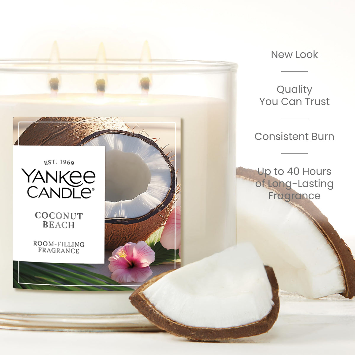 Yankee Candle 3 Wick Candle Jar, Scented Candle with up to 40 Hours of Burn Time, Premium Plant Wax Blend for Consistent Long Lasting Scent from First to Last Burn, Coconut Beach 🍁 All In One Marketplace Canada