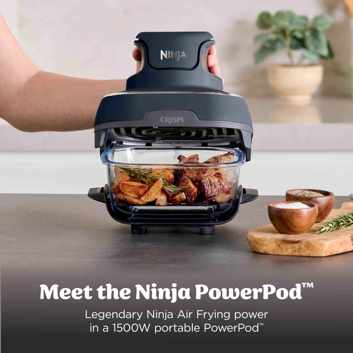 Ninja Crispi Portable Glass Air Fryer Cooking System – 4-Qt & 6-Cup CleanCrisp Containers, Nontoxic, Leak-Proof, Dishwasher Safe – Air Fry, Bake, Max Crisp, Recrisp FN101CGY (Canadian Version) 🍁 All In One Marketplace Canada