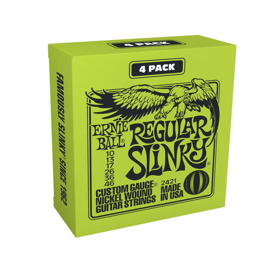 Ernie Ball Regular Slinky Nickel Wound Electric Guitar Strings 4 Pack - 10-46 Gauge (P02421) 🍁 All In One Marketplace Canada