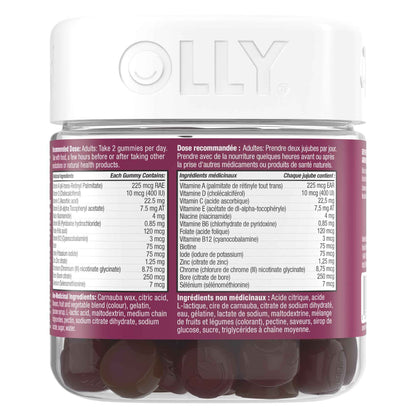 OLLY Women's Multi Gummy Supplement with no artificial flavours and colours Blissful Berry multivitamin to help support women's health 45 day supply, 90 gummies 🍁 All In One Marketplace Canada
