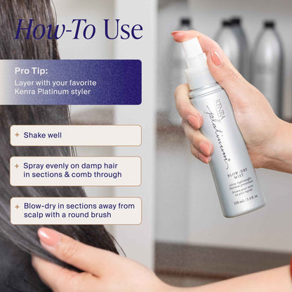 Kenra Platinum Blow-Dry Mist | Ultra Lightweight Thermal Heat Protectant | Reduces Dry Time & Frizz | Fine to Medium Hair | 100 mL 🍁 All In One Marketplace Canada
