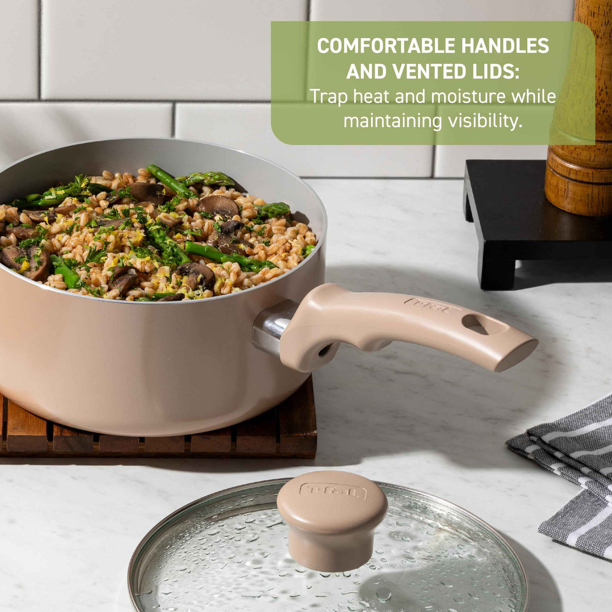 T-Fal Refresh Ceramic Nonstick 12-Piece Cookware Set, Oven Safe Up to 350ºF, Includes Stockpot, Griddle, Frying Pan, Utensils, Ceramic Cookware, Mint Green 🍁 All In One Marketplace Canada