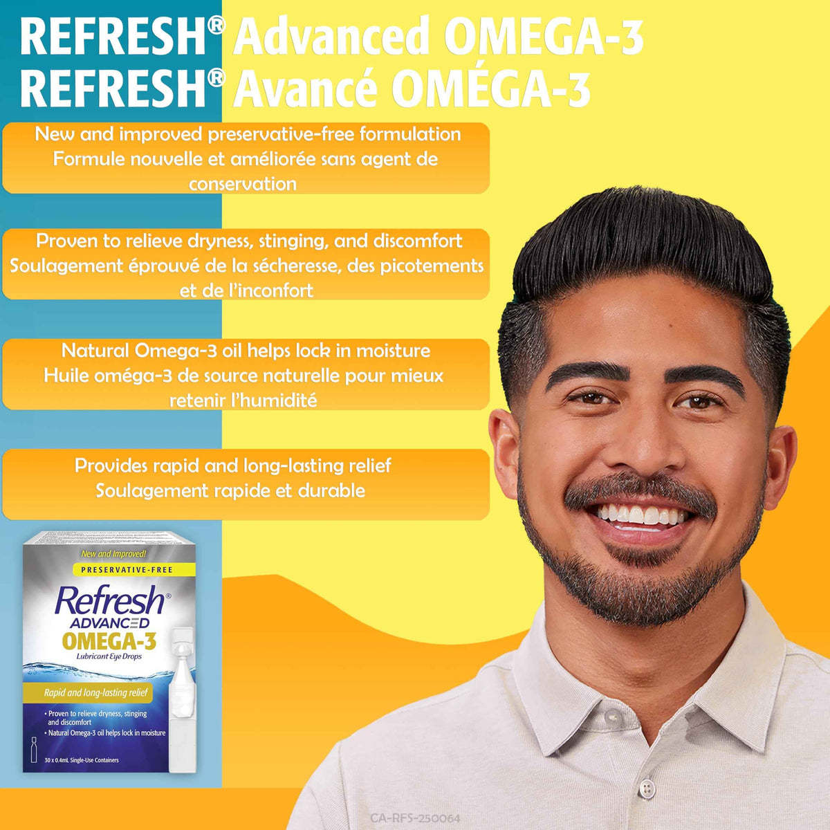 Refresh Advanced Omega-3 Lubricant Eye Drops – Preservative-Free, Natural Omega-3 Oil for Long-Lasting Dry Eye Relief – 30 Single-Use Containers (0.4ml Each) - Total 12 mL 🍁 All In One Marketplace Canada