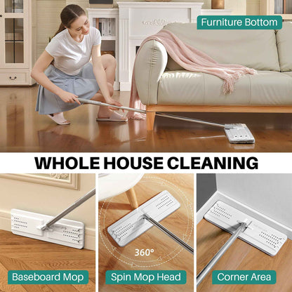 JOYMOOP Mop and Bucket with Wringer Set, Hands Free Flat Floor Mop and Bucket, with 5 Washable Microfiber Pads, Wet and Dry Use, Floor Cleaning System 🍁 All In One Marketplace Canada
