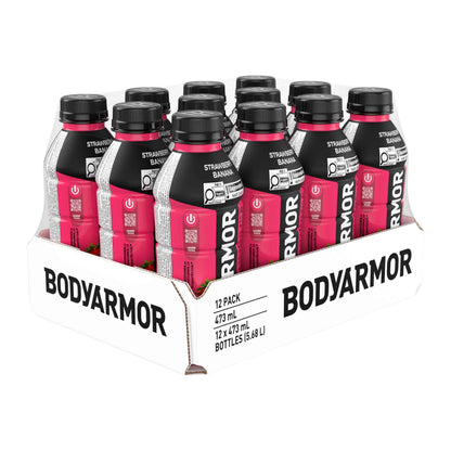 BODYARMOR SuperDrink Strawberry Banana, 473 mL Bottles (12 Pack) – Sports Hydration Drink with Coconut Water, Potassium-Packed Electrolytes and Antioxidant Vitamins 🍁 All In One Marketplace Canada