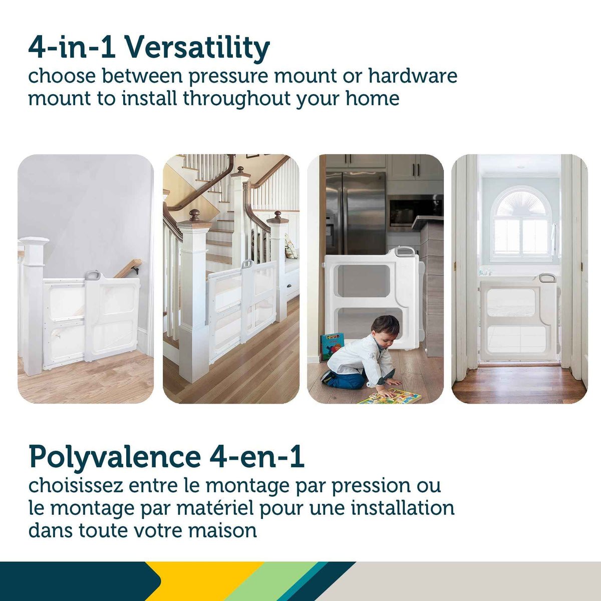 Safety 1st Perfect Fit Gate, Pressure or Hardware installed - Fits Spaces Between 28" and 42" Wide, 28" Tall. Pivoting Bumper For Uneven Openings, Solid Panel Design, Perfect for babies and Pets, White 🍁 All In One Marketplace Canada