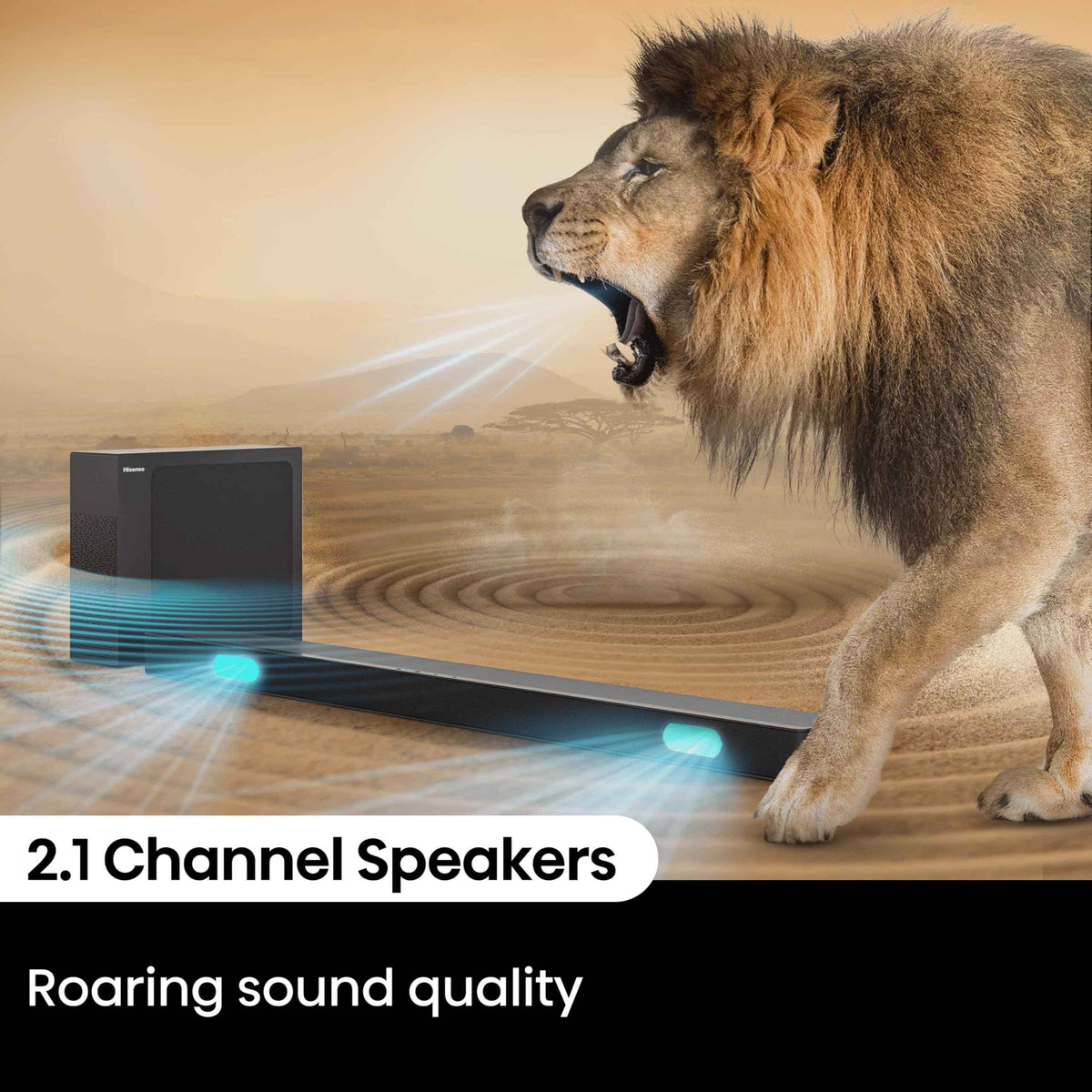 Hisense HS2100 2.1 Channel 240W Soundbar with Wireless Subwoofer, Powered by Dolby Audio, Roku TV Ready, Bluetooth 5.3/HDMI ARC/Optical/AUX/USB, 6 Tailored Sound Modes 🍁 All In One Marketplace Canada